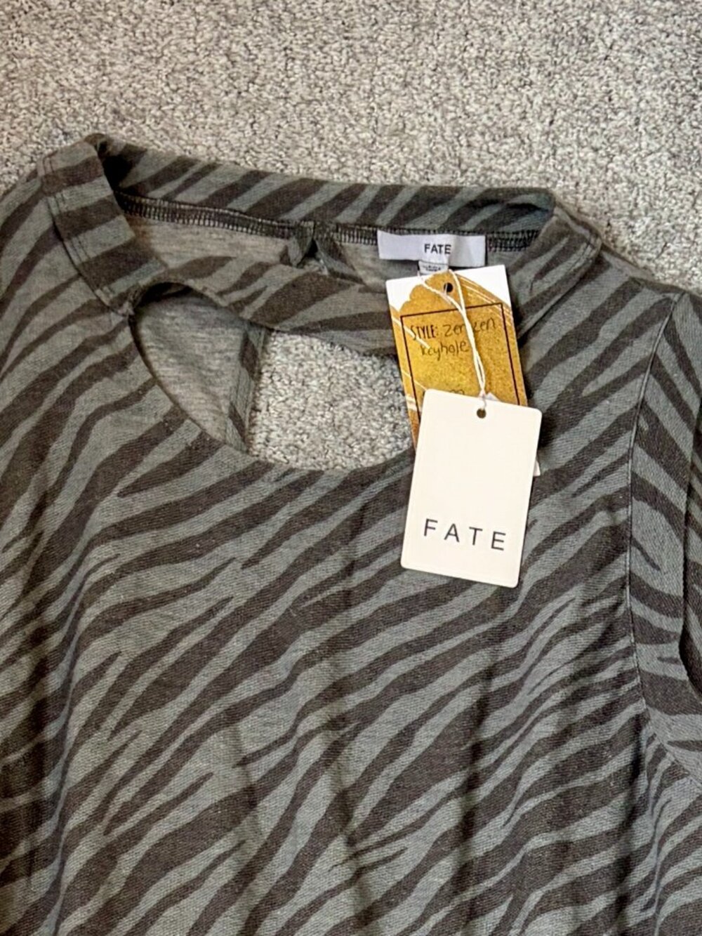 Rare Fate Drawstring Ruched Grey Zebra Print Dress w/ Cut-outs -  size M - Picture 9 of 9